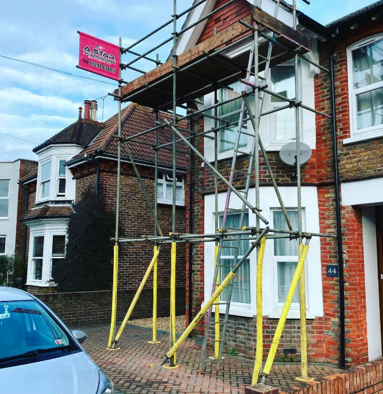 Domestic scaffolding on a Victorian terraced house in West Sussex by A-Star Scaffolding Southern Ltd