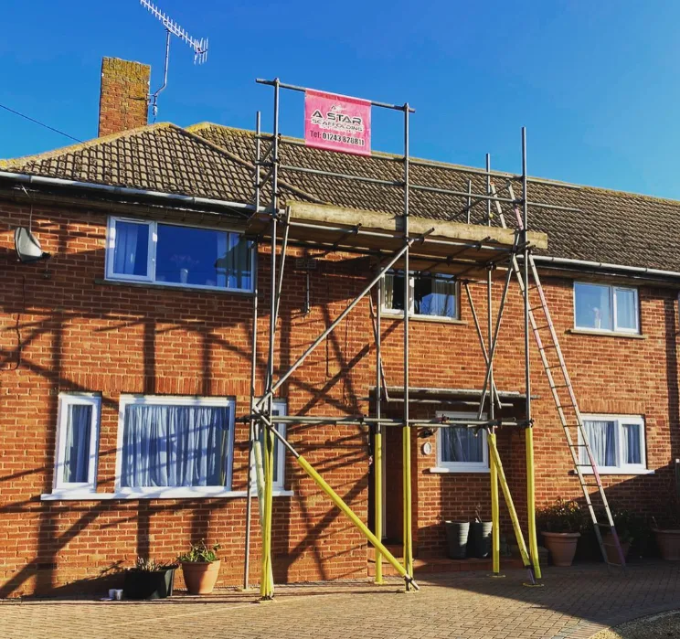 Domestic scaffolding on a bungalow in Bognor Regis by A-Star Scaffolding Southern Ltd, West Sussex