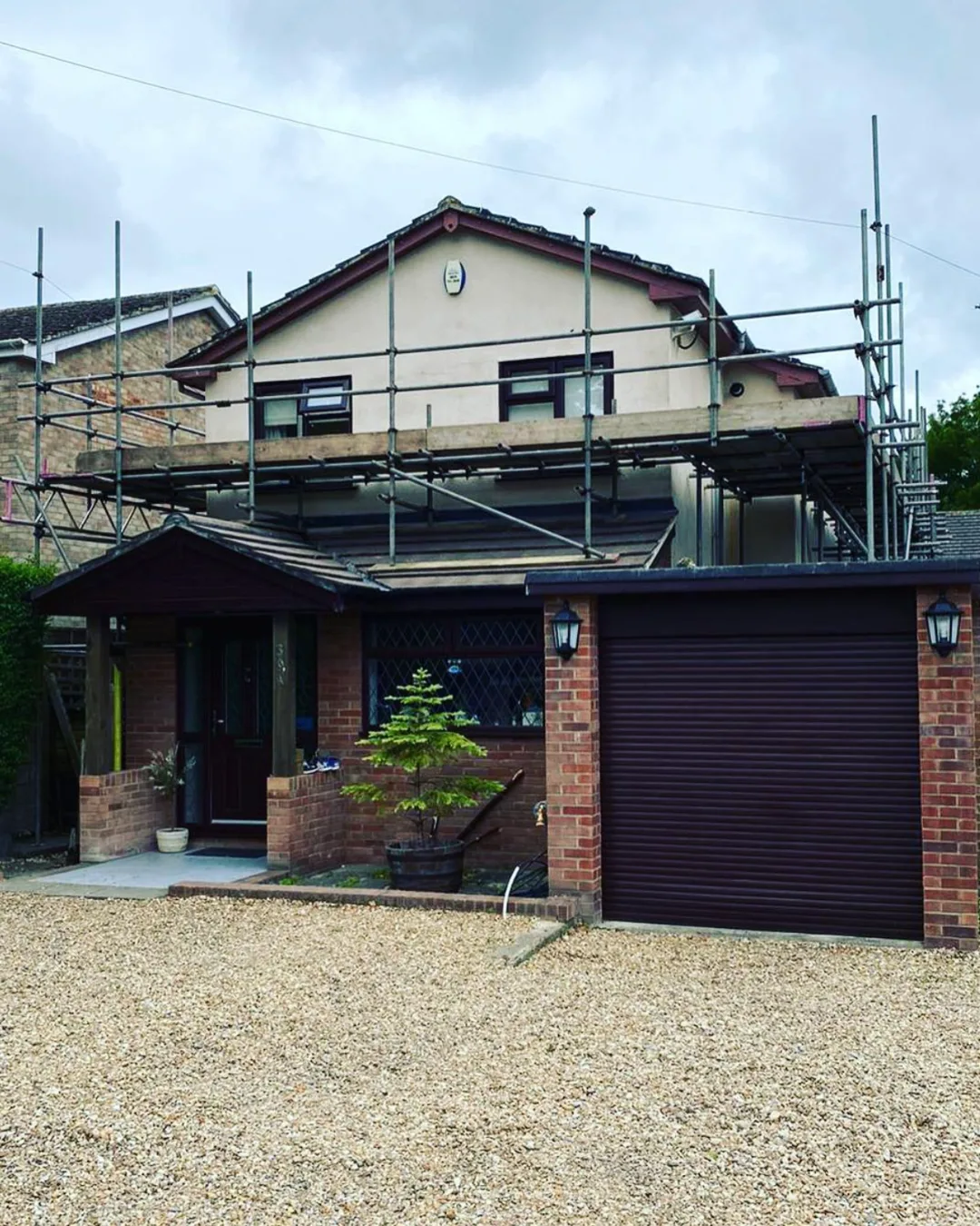 Domestic scaffolding erected on a detached house in West Sussex by A-Star Scaffolding Southern Ltd