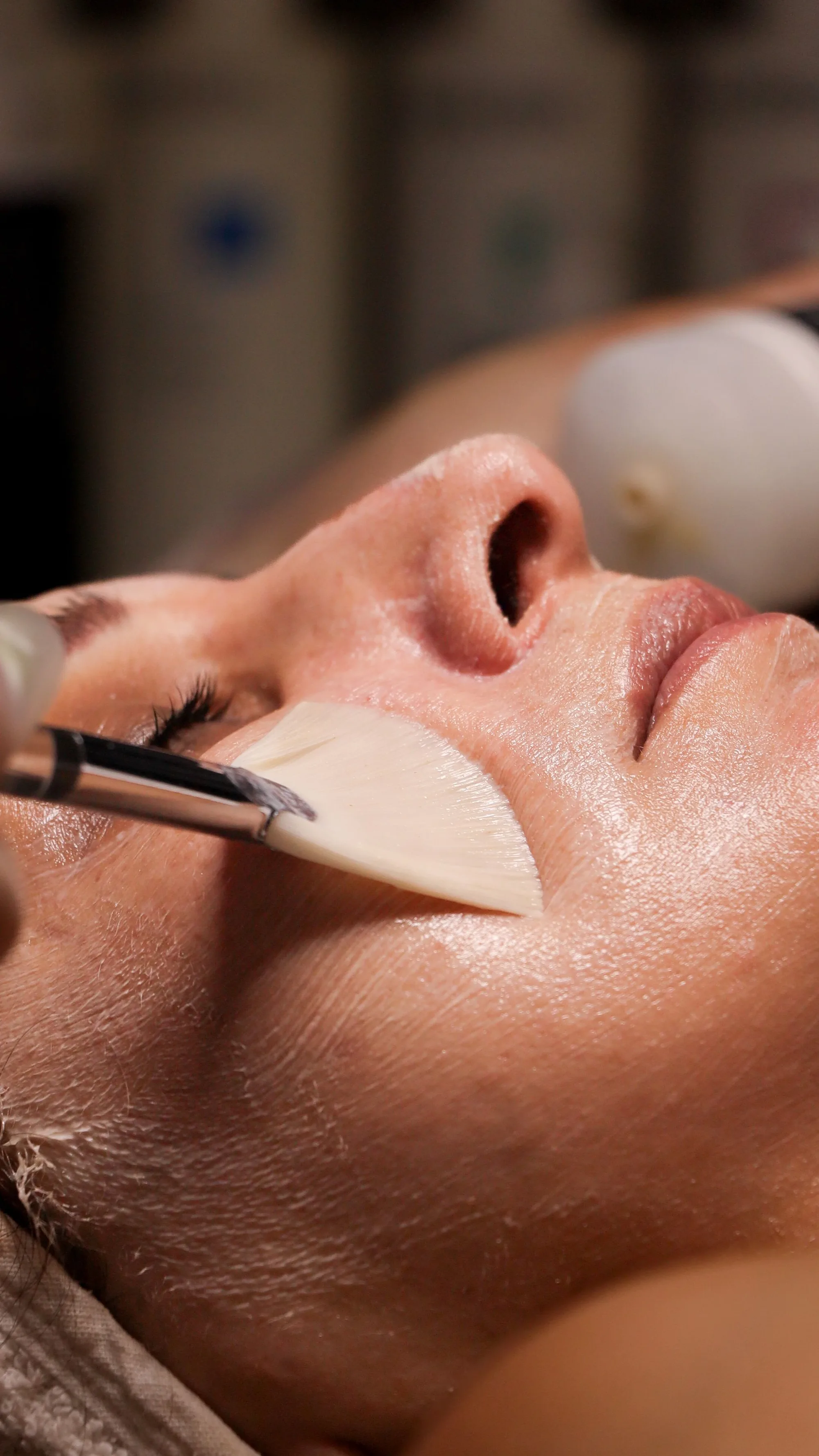 Bridal facial treatment with skincare brush at Novauria Aesthetics in Kent.